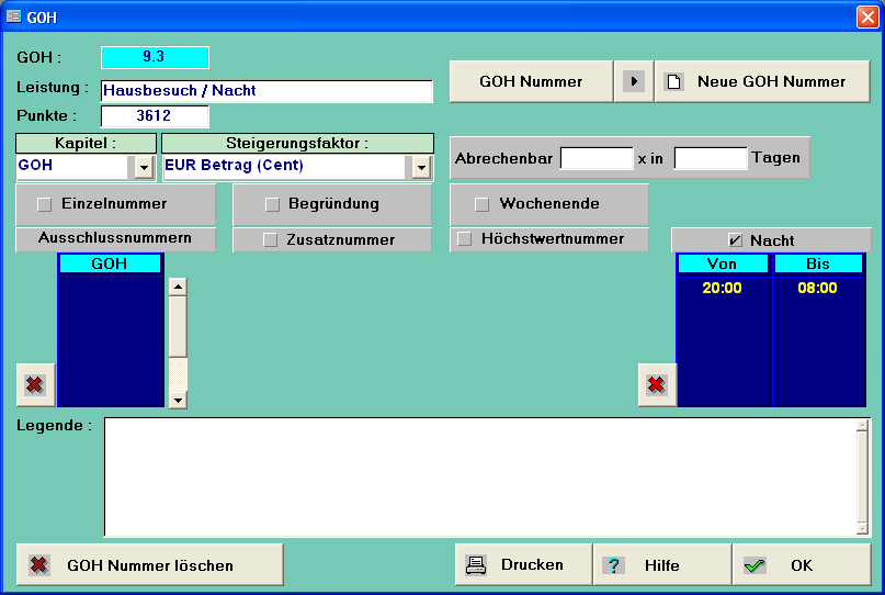 Geb&uuml;hrennummern