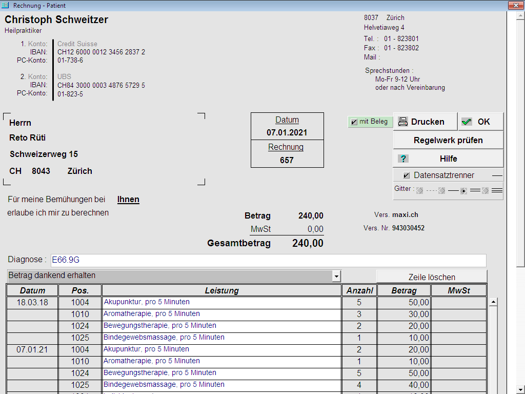 Rechnung - Patient