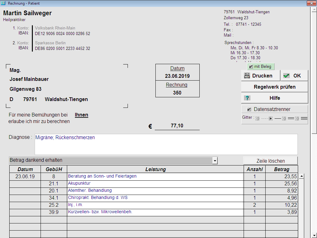 Rechnung - Privatpatient